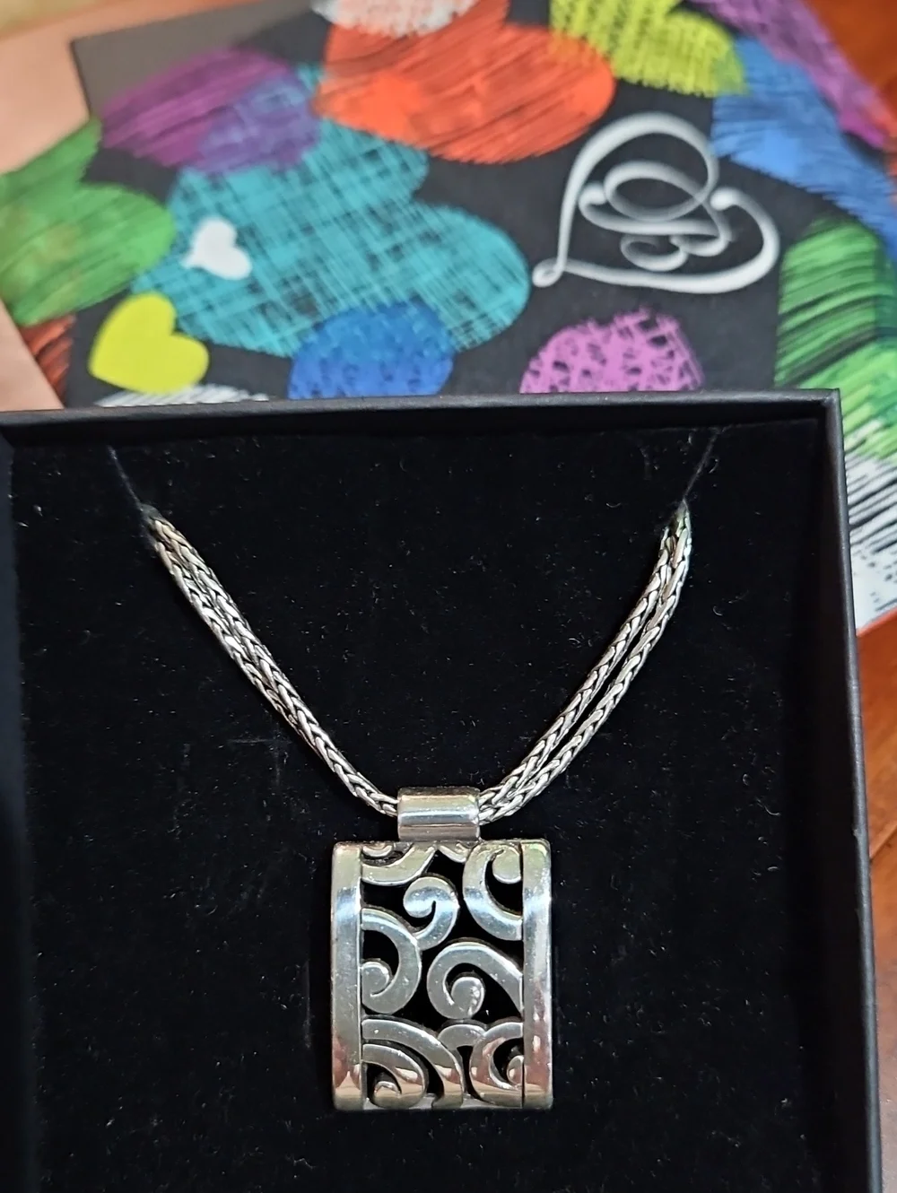 Brighton Silver-Tone Filigree Pendant Necklace with Matching Earrings